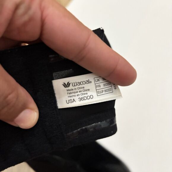 Wacoal Strapless Bra 36DDD Black Nylon Padded Underwire - Picture 4 of 8